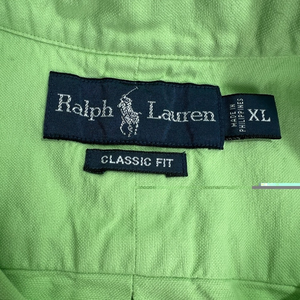 Vtg Polo Ralph Lauren Men's XL Button Down Shirt Lime Green Pink Pony Preppy Y2K - Picture 7 of 13